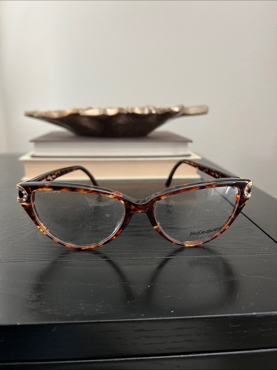 Yves Saint Laurent Tortoiseshell Cat Eye Glasses with Subtle Gold Accents main image 4